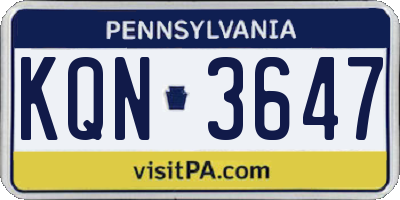 PA license plate KQN3647