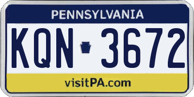 PA license plate KQN3672