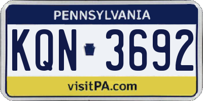 PA license plate KQN3692