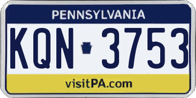 PA license plate KQN3753