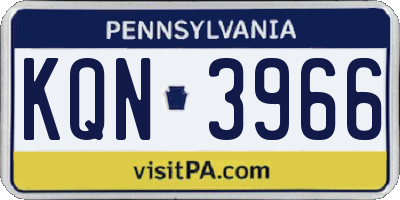 PA license plate KQN3966