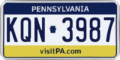 PA license plate KQN3987