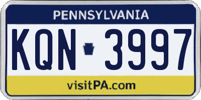 PA license plate KQN3997