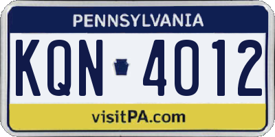 PA license plate KQN4012