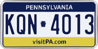 PA license plate KQN4013