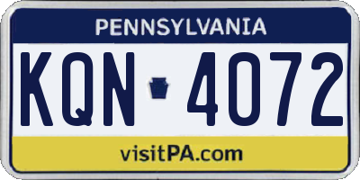PA license plate KQN4072