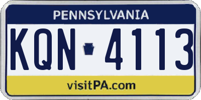 PA license plate KQN4113