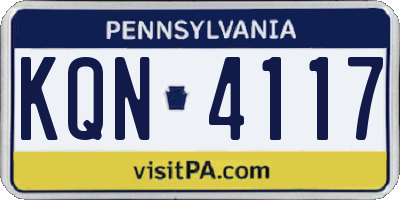 PA license plate KQN4117