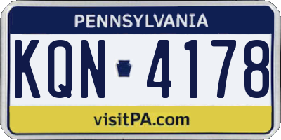 PA license plate KQN4178