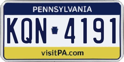 PA license plate KQN4191