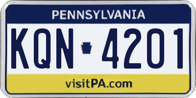 PA license plate KQN4201
