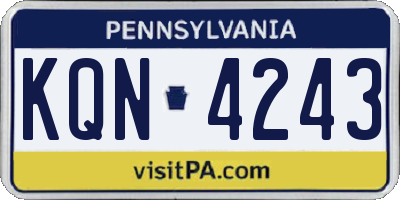 PA license plate KQN4243