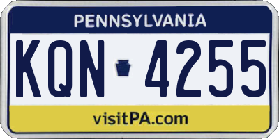 PA license plate KQN4255