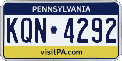 PA license plate KQN4292