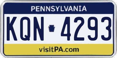 PA license plate KQN4293