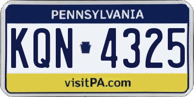 PA license plate KQN4325