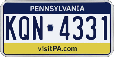 PA license plate KQN4331