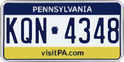 PA license plate KQN4348