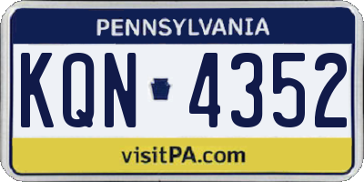 PA license plate KQN4352