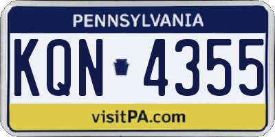 PA license plate KQN4355