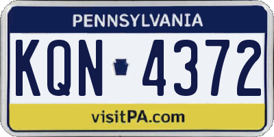 PA license plate KQN4372