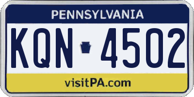 PA license plate KQN4502