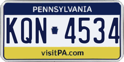 PA license plate KQN4534
