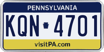 PA license plate KQN4701