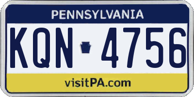 PA license plate KQN4756