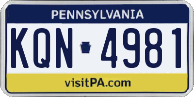 PA license plate KQN4981