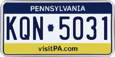 PA license plate KQN5031