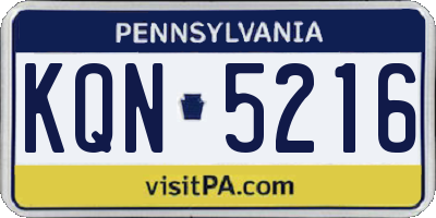 PA license plate KQN5216