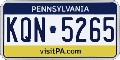 PA license plate KQN5265