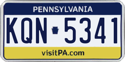 PA license plate KQN5341