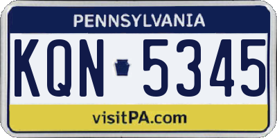 PA license plate KQN5345