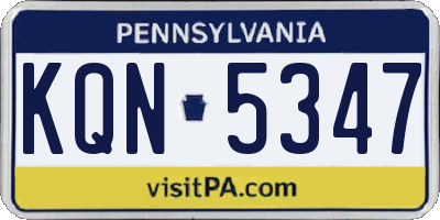 PA license plate KQN5347