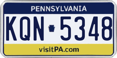 PA license plate KQN5348