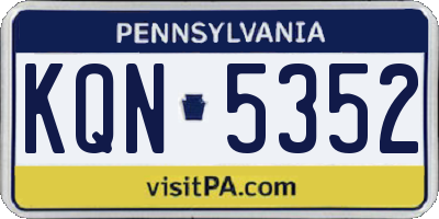 PA license plate KQN5352