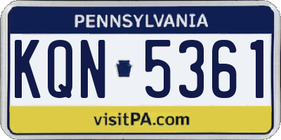 PA license plate KQN5361