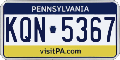 PA license plate KQN5367