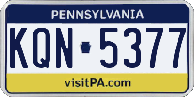 PA license plate KQN5377