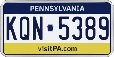 PA license plate KQN5389