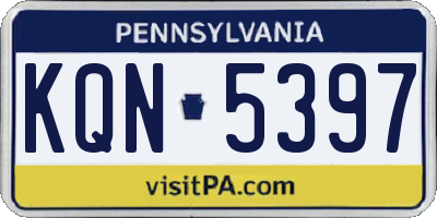PA license plate KQN5397