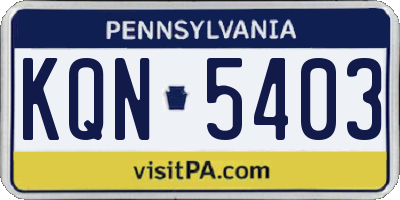 PA license plate KQN5403