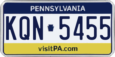 PA license plate KQN5455