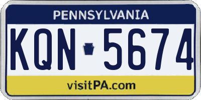 PA license plate KQN5674
