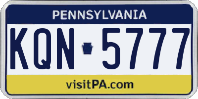 PA license plate KQN5777