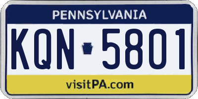 PA license plate KQN5801