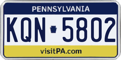 PA license plate KQN5802