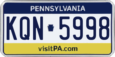 PA license plate KQN5998